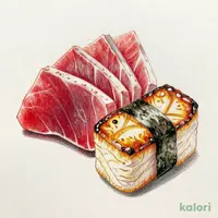 鰹と炙りぶりの二種盛り合せ