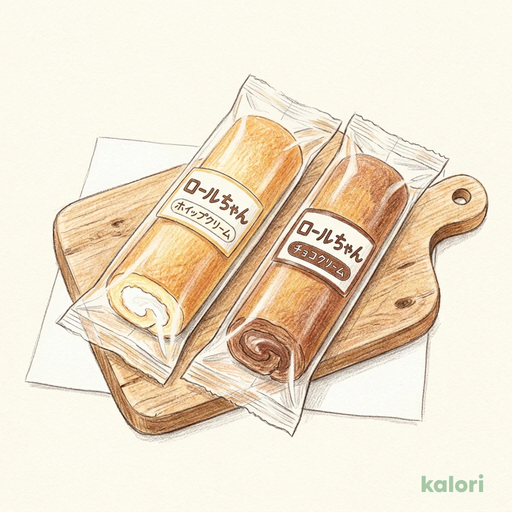 ロールちゃん（ホイップクリーム・チョコクリーム） 437kcal｜カロリー