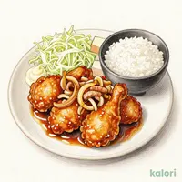 から揚げとしょうが焼の定食