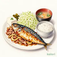 サバの塩焼としょうが焼の定食