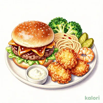 ［テイクアウト］ハンバーグとエビフライとから揚げの人気トリオ　おかずのみ