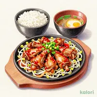 【お肉2倍】鶏せせりともも肉の柚子胡椒炒め定食