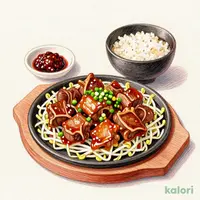 牛カルビと牛ホルモン焼の定食