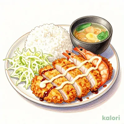 ロースとんかつとエビフライの定食