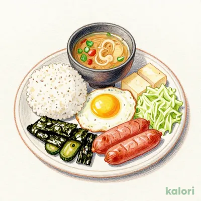エッグ&ウインナー朝食