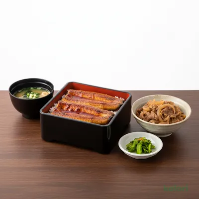 Grilled Eel Rice Box with Beef Side Dish Set