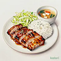 大判豚肩ロース焼き定食（旨ダレ生姜） (並盛)