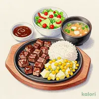 極旨牛鉄板ステーキ定食