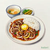 Tsukimi Beef & Egg Set Meal (Double Meat)