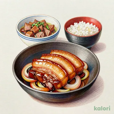 厚切り豚角煮牛小鉢定食