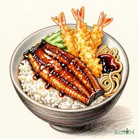 Full-Course Eel and Shrimp Tempura Rice Bowl Set