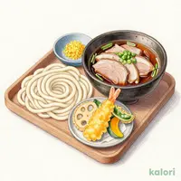 厚切り鴨せいろうどん　と小天ぷら