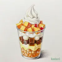 黒糖ゼリーとごろごろお芋ソースのソフトパルフェ