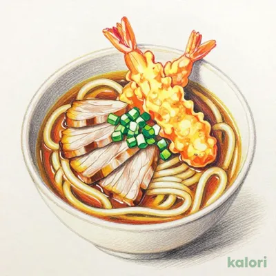 夢庵特製豚カレーうどん上海老天付き