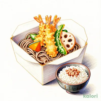 Tempura Soba and Chopped Tuna Rice Bowl