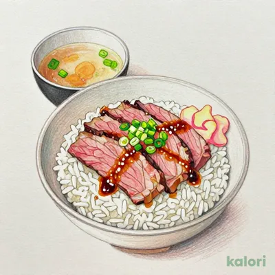 Lean Roast Beef Rice Bowl with Miso Soup