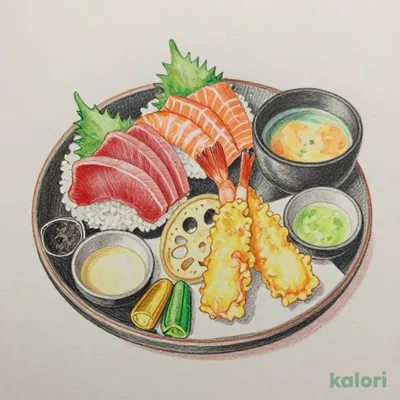 刺身４点盛りと小天ぷら膳