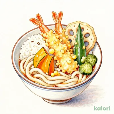 Lunch Tempura Rice Bowl with Choice of Small Noodles and Pickles