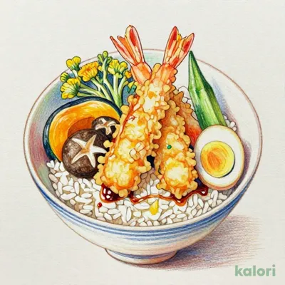 とろーり半熟卵の月見天丼