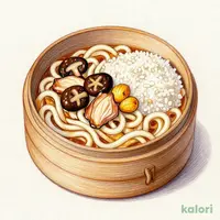 名古屋コーチンときのこの平打ちつけうどん＋栗おこわセット