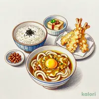 牡蠣の卵とじ丼とカレーうどんの秋うらら膳