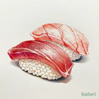 鮪づくし三貫盛り(中とろ、赤身、とろびんちょう)